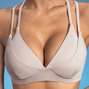 SHEIN Crisscross Back Sports Bra Size S Apricot